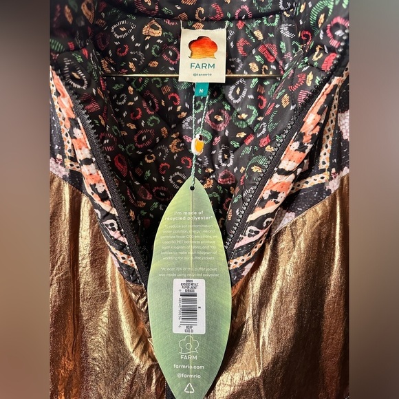 FARM RIO Anthropologie M Reversible Metallic Borogodo Puffer Maximalist Bling - Picture 6 of 16